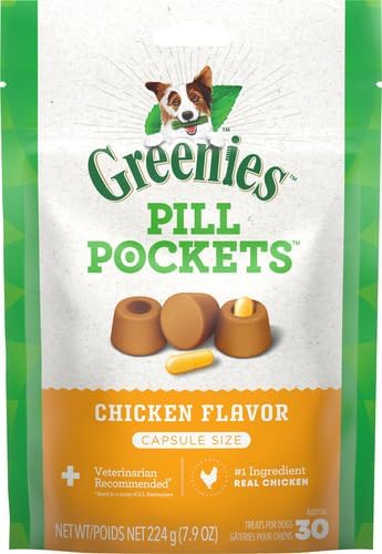 Greenies Pill Pockets for Dogs Large Size, Soft Dog Treats, Chicken Flavor, 7.9 oz. Pouch (30 Treats)