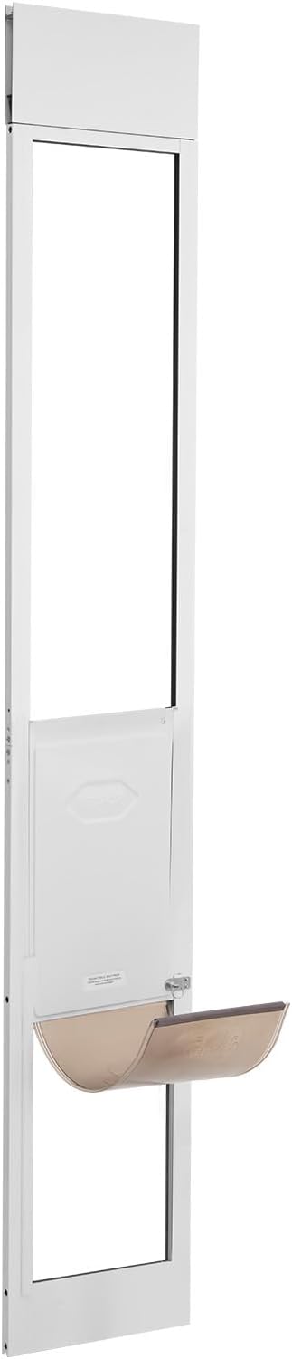 VEVOR Dog Door for Sliding Glass Door, 75 7/8"-80 11/16" Adjustable Height Doggy Door for Sliding Doors, Aluminum Frame Tempered Glass Pet Door with Hinge Structure Flap and Lock for Large-Sized Dogs