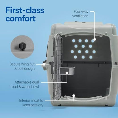 Petmate Sky Kennel - For Air and Travel, Airline Compliant Dog Crate for Pets up 15-30 lbs, Heavy Duty Dog Kennel, Made in the USA- 28 Inches