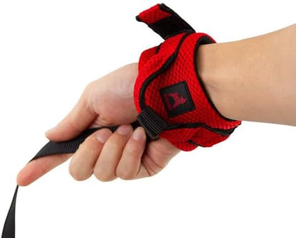 Gooby Soft Mesh Wrist Band Surfer Leash - Red, 6 FT - Comfortable Hands Free Leash with Elastic Band for Small, Medium and Large Dogs