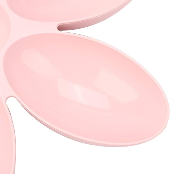 Pssopp Petal Bowl, 6-Petal Plastic Feeder, Easy to Use, Multi-Function, Space Saving, Stable Design