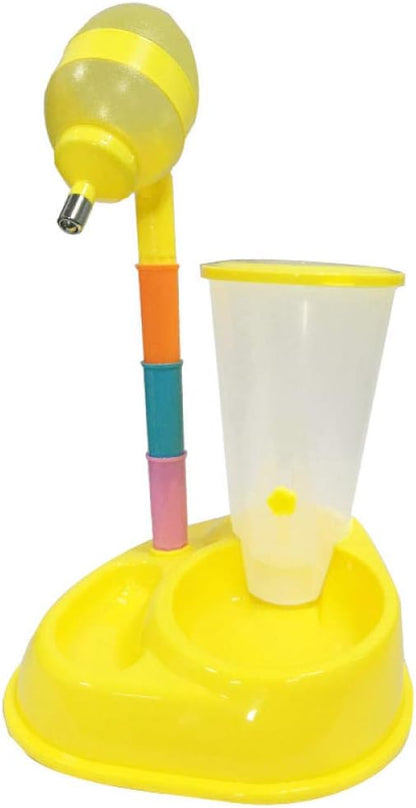 Dog Bowls Cat Bowls with A Cup Pet Automatic Feeder Pet Drinker Waterer Adjustable Detachable Dog Automatic Drinkers Yellow