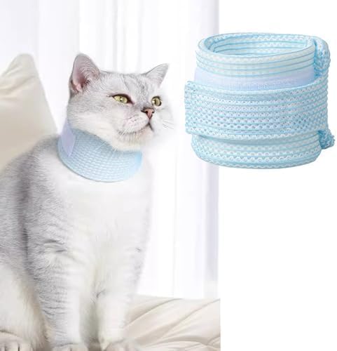 Cat Neck Brace Cover - Breathable Elizabethan Collar for Post-Surgery Recovery Anti-Lick Wound Adjustable Protective Cervical Cone for Small Medium Large Dogs Cats (Neck Girth 9.1-11.8" Depth3.2