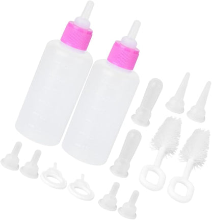 2sets Reusable Cat Feeding Bottles Kitten Milk Feeder Soft and Sturdy Pet Nursing Tool for Kittens and Puppies Easy to Use and Portable Feeding