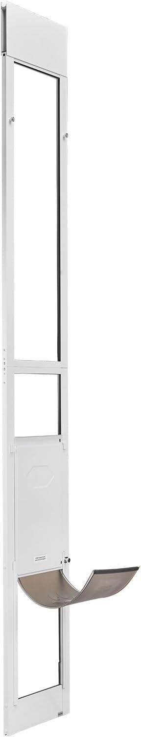 VEVOR Dog Door for Sliding Glass Door, 91 to 96 in Adjustable Height, Aluminum Alloy Frame with Metal Rotating Hinges, Lock Design, 10 1/4 x 16 1/4 in Flap, Sliding Glass Pet Door for Renters