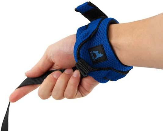 Gooby Soft Mesh Wrist Band Surfer Leash - Blue, 6 FT - Comfortable Hands Free Leash with Elastic Band for Small, Medium and Large Dogs