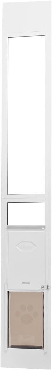 VEVOR Dog Door for Sliding Glass Door, 75 7/8"-80 11/16" Adjustable Height Doggy Door for Sliding Doors, Aluminum Frame Tempered Glass Pet Door with Hinge Structure Flap and Lock for Medium-Sized Dogs