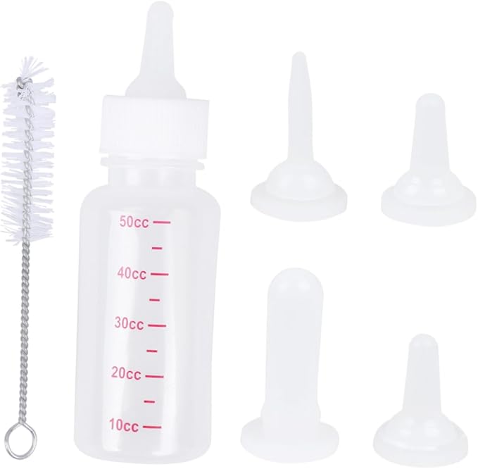 Toyvian 1Set Pet Nursing Bottle for Dogs and Cats Transparent Milk Feeder with Replacement Nipples Cleaning Brush for Pets Feeding