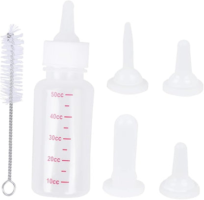 Toyvian 1Set Pet Nursing Bottle for Dogs and Cats Transparent Milk Feeder with Replacement Nipples Cleaning Brush for Pets Feeding