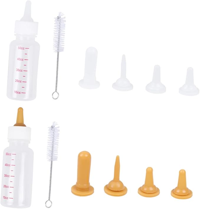 Toddmomy Pet Nursing Bottle Set for Dog Cat Kitten Formula Feeding Bottle Puppy Milk Feeder Replacement Nipple Cleaning Brush Included