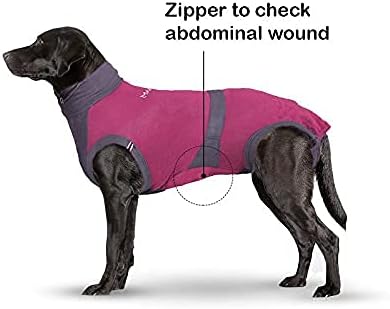 MAXX Dog Recovery Suit – Breathable, Cozy Post-Surgery Suit for Wounds – E-Collar, Cone Alternative (Ruby Red Grey, S+)