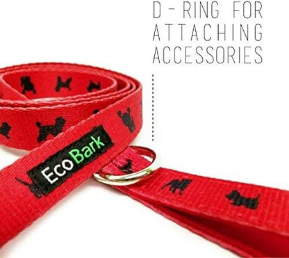 EcoBark Dog Leash - Soft & Reflective Comfort Leashes with Padded Handle - Safe, Strong, & Durable for Small, Medium or Large Dogs (Red)