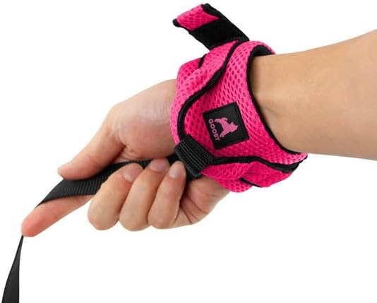 Gooby Soft Mesh Wrist Band Surfer Leash - Flamingo Pink, 6 FT - Comfortable Hands Free Leash with Elastic Band for Small, Medium and Large Dogs