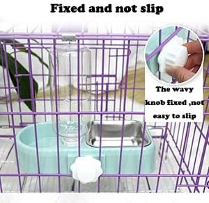 Crate Dog Cat Bowls, Dog Water and Food Bowl Set with Detachable Stainless Steel Bowl and Automatic Water Dispenser Bottle, Hanging Pet Cage Kennel Food Water Feeder Bowls for Puppy Cat Rabbite