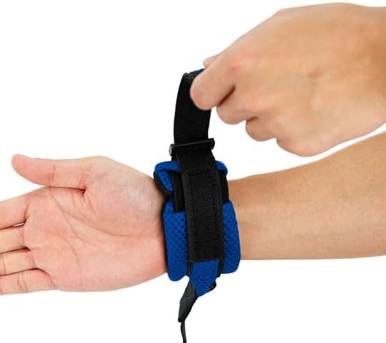 Gooby Soft Mesh Wrist Band Surfer Leash - Blue, 6 FT - Comfortable Hands Free Leash with Elastic Band for Small, Medium and Large Dogs