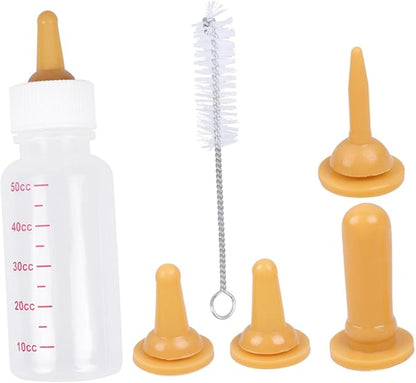 LIOOBO 1 Set Pet Nursing Bottle for Newborn Kittens Puppies Small Animals Milk Feeding Kit with Nipples Bottle Brush Portable Easy to Pet Supplies