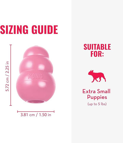 KONG Puppy - Natural Teething Rubber Chew Toy for Dogs - Stuffable Dog Toy for Extended Playtime - Chew & Fetch Toy for Puppies - for XS Puppies - Pink