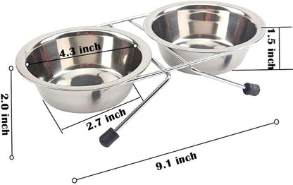 JiangYanus Elevated Dog Cat Food and Water Bowls, Stainless Steel Raised Pet Dish Feeder Retro Iron Elevated Stand for Dogs and Cats (Small)