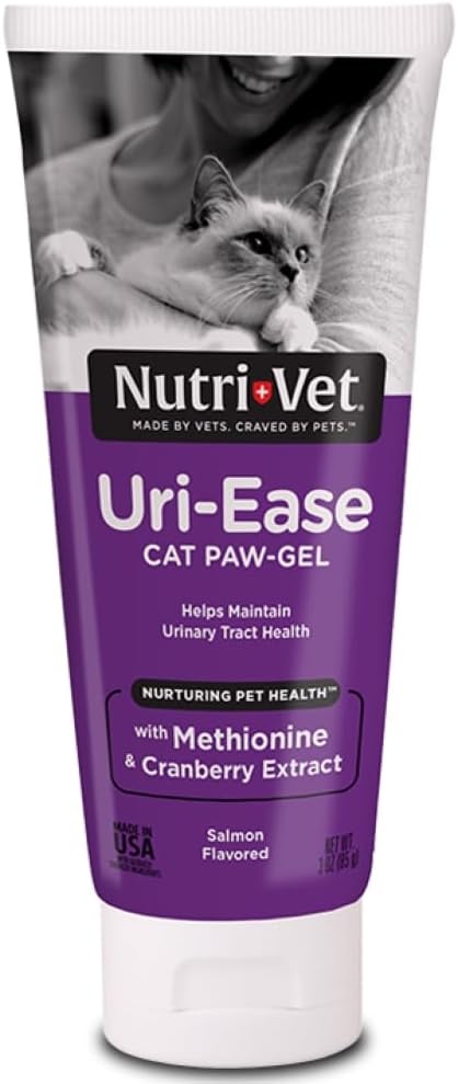 Nutri-Vet Uri-Ease Paw Gel for Cats, Cat Urinary Vitamin, Probiotic & Prebiotic Kitten Supplies, Cranberry Supplement, Immune Support Supplement, Gut health, Salmon Flavor, 3oz