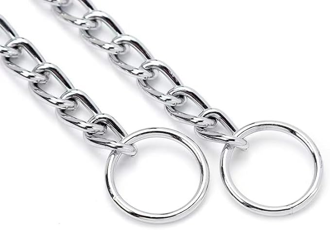 Chain Dog Collar Large Choke Collar Slip P Chain for Link Training Heavy Duty Martingale Puppy Collars for Small Medium Large Big XL Breed Dogs, Silver L