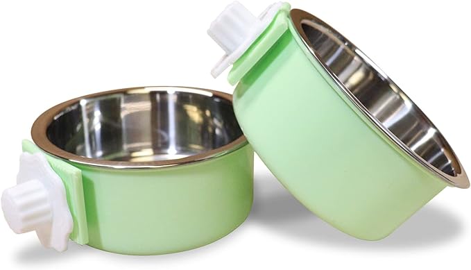 Mirapet's Dog Water Bowl & Cat Food Bowl Set of 2 - Multipurpose Pet Bowl Set - Premium Quality Cat Water Bowl Made for The Perfect Feeding Experience - No-Spill Dog Bowl for Crate (Small, Green)