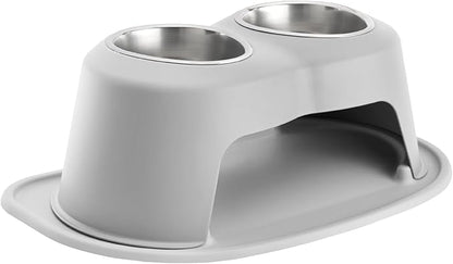 WeatherTech Double High Pet Feeding System - Elevated Dog/Cat Bowls - 8 inch High Light Grey (DHC3208LGLG)