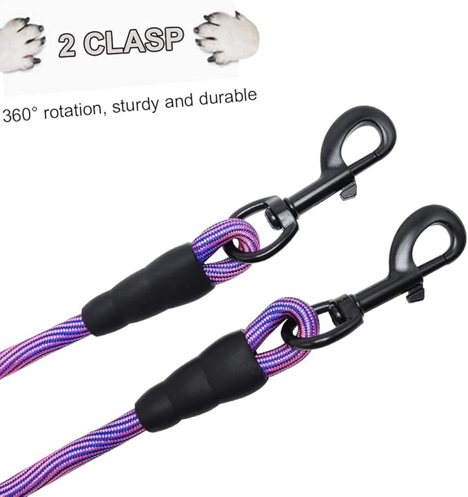 BTINESFUL 3FT Dog Tie Down, Nylon Rope Short Dog Tether Indoor Training Safety Vehicle Tether for Large Medium Strong Puppy Pink Blue