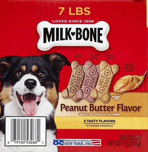 Milk-Bone Peanut Butter Flavor Naturally & Artificially Flavored Dog Biscuits - Crunchy Dog Treats - 7 Pounds (Packaging Design May Vary),(Pack of 2)