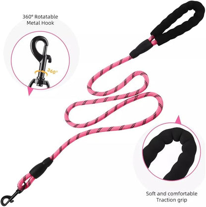 Dog Harness No Pull Adjustable Reflective,for Medium and Large Small Dog with Leash 59.06in (Fuscia, S)