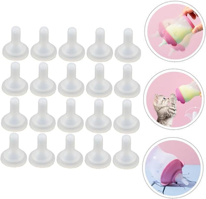 HANABASS 20pcs Pet Feeding Supplies Puppy Kitten Pacifiers and Milk Bottle Nipples for Hand-Feeding Small Animals Easy to Clean and Install