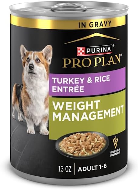 Purina Pro Plan Weight Management Wet Dog Food Turkey and Rice Entree in Gravy - (Pack of 12) 13 oz. Cans