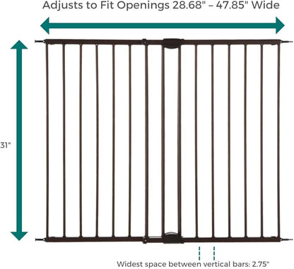 MyPet Windsor Walk Thru Pet Gate: 28.68" - 47.85" Wide Dog Gate. Hardware Mount, Dog Gates for The House, Cat Gate for Doorway. 31" Tall, Matte Bronze