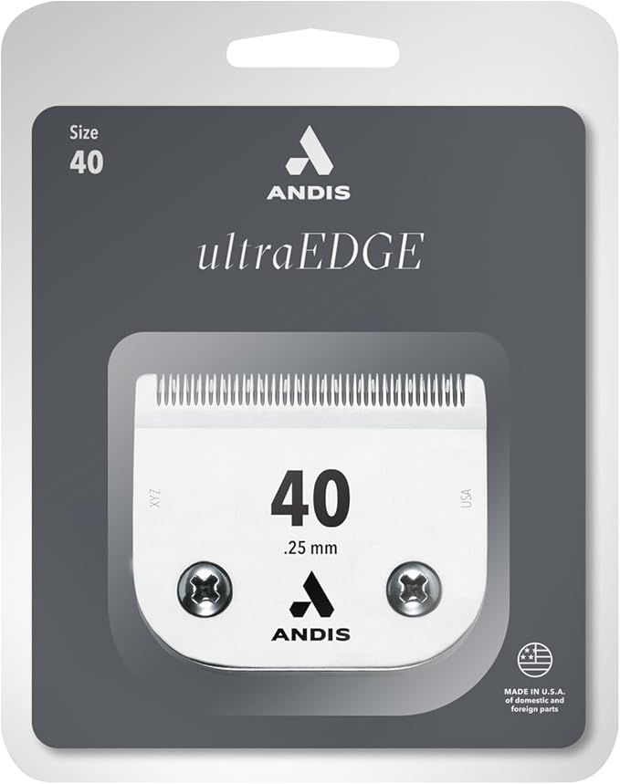 Andis 64076 UltraEdge Detachable Blade Size 40 – Carbon Steel Dog Clipper Blade, 1/100" Cut Length, Ultra Close Precision Grooming