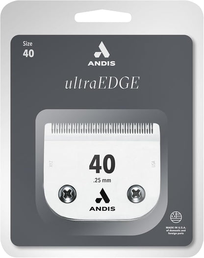 Andis 64076 UltraEdge Detachable Blade Size 40 – Carbon Steel Dog Clipper Blade, 1/100" Cut Length, Ultra Close Precision Grooming