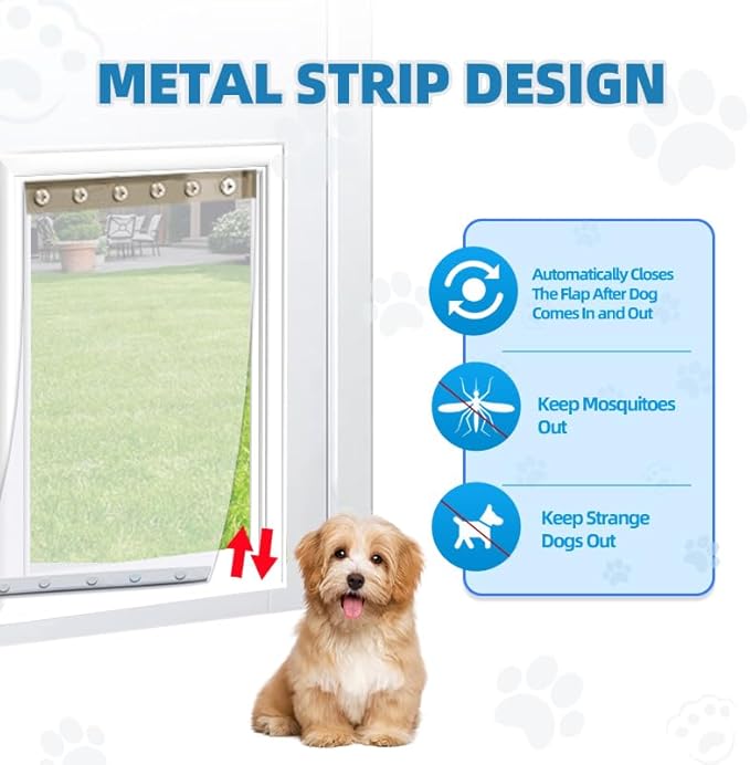 Dog Door Replacement Flap, Flexible Pet Door Replacement Flap Compatible with Super Large Dog Door, Weather Resistant Doggie Door Replacement Flap Fits Pets Up to 120 Lbs, Size 24" x 15"