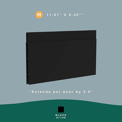 Hakuna Pets Patio Pet Door 3.9” Height Extension, Fits Screen Insert Panel for Medium Doors, Black