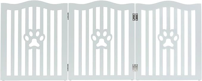 Pet Gate, Wooden Free Standing Dog Gate for Small Dogs and Cats. Great Folding Fence for Doorways, Halls, Stairs. Grey