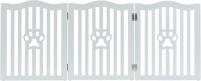 Pet Gate, Wooden Free Standing Dog Gate for Small Dogs and Cats. Great Folding Fence for Doorways, Halls, Stairs. Grey