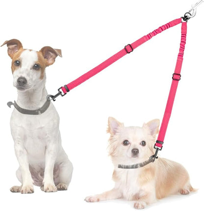 AUTOWT Double Dog Leash, No Tangle 360°Swivel Rotation Reflective Lead Attachment Adjustable Length Dual Two Dogs Lead Splitter, Comfortable Shock Absorbing Walking Training for 2 Dogs