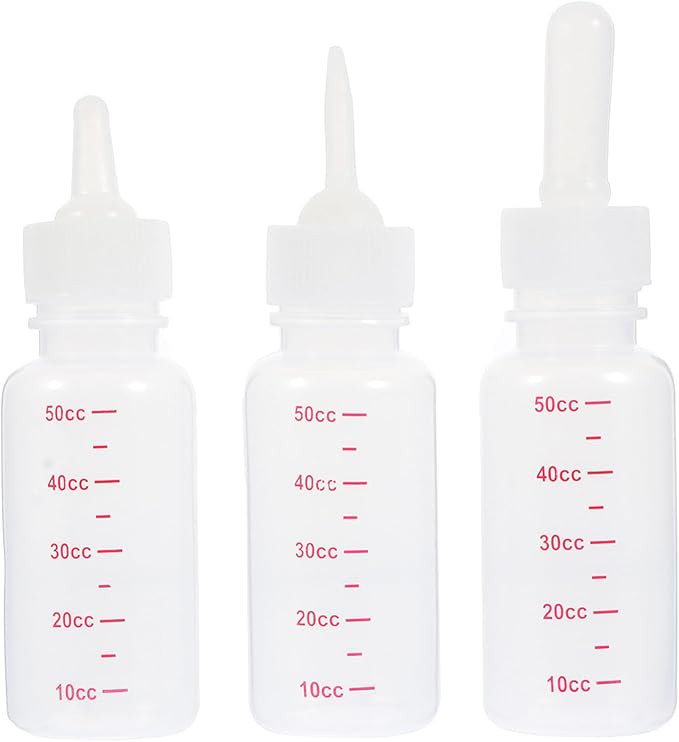 Luxshiny 3Pcs Small Portable Pet Nurser Bottles Scale Milk Feeding Bottles with Elastic Nipples for Kittens Puppies Newborn Animals Safe Odorless Material