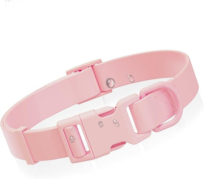 Waterproof Dog Collar, Rubber Adjustable Collars with Quick Release Buckle, Odor-Resistant, Easy to Clean Pet Collars for Small Medium or Large Dogs (Pink, M 11.8-18.5 inch)
