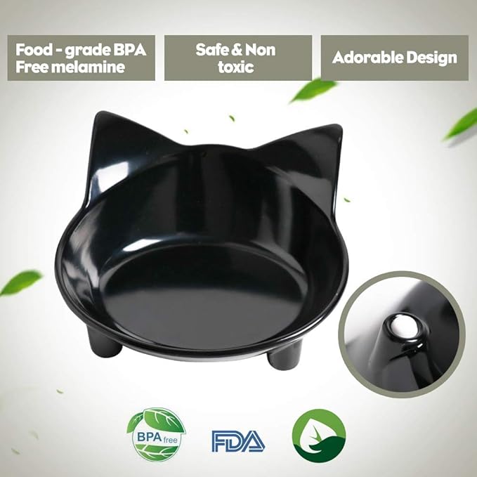 Skrtuan Pet Cat Bowl Dog Food Bowl – Non-Slip, Wide & Shallow Pet Dish for Whisker Fatigue Relief, Safe for Puppies & Rabbits