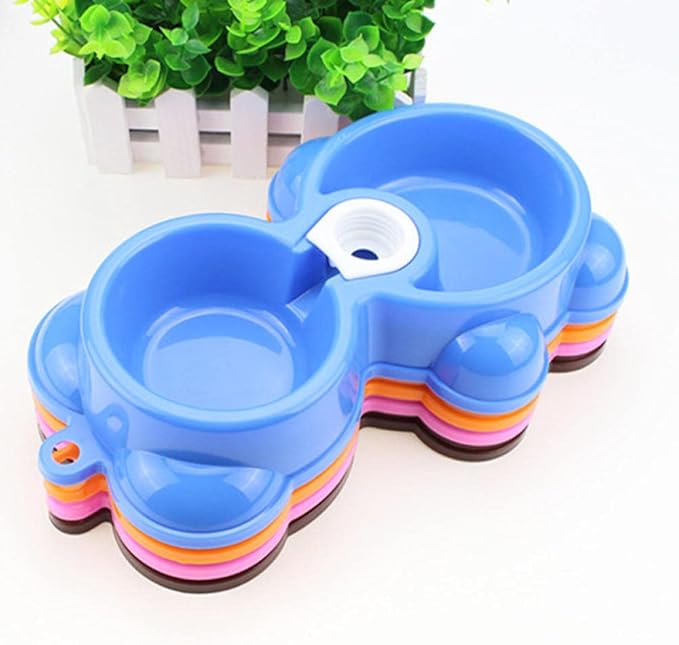 Cat Bowls and Dishes Dog Bowl Double Pet Bowls Dog Food Water Feeder Plastic Pet Drinking Dish Feeder Cat Puppy Feeding Supplies Small Dog Accessories Pink
