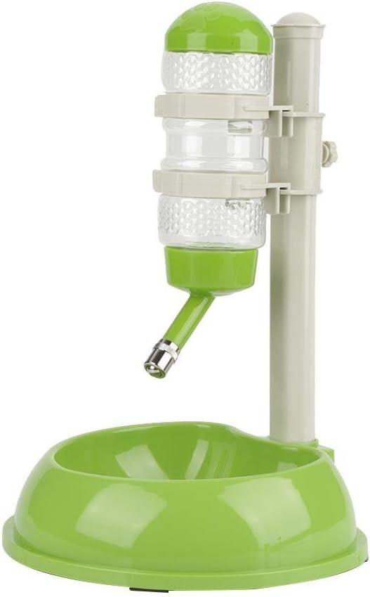 Dog Water Bottle Bowl,Automatically Feeding Water Height Adjustable Dispenser for Dog Cat(Green)