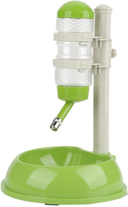 Dog Water Bottle Bowl,Automatically Feeding Water Height Adjustable Dispenser for Dog Cat(Green)
