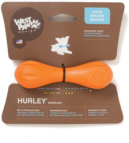 WEST PAW Zogoflex Hurley Dog Bone Chew Toy – Floatable Pet Toys for Aggressive Chewers, Catch, Fetch – Bright-Colored Bones for Dogs – Recyclable, Dishwasher-Safe, Non-Toxic, Small, Tangerine