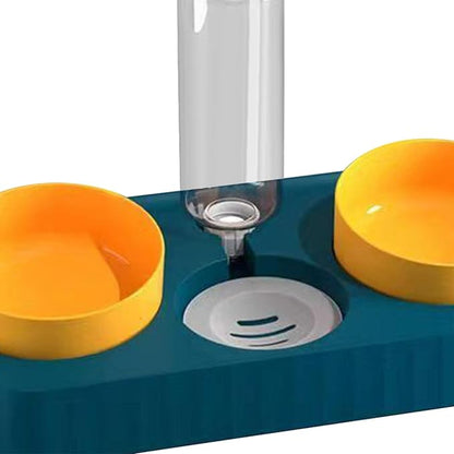 Dog Bowls Drinking Food Container Wet and Dry Food Bowls Set Pet Feeding Station Automatic Pet Feeder for Cats Dogs Supplies, Three Blue