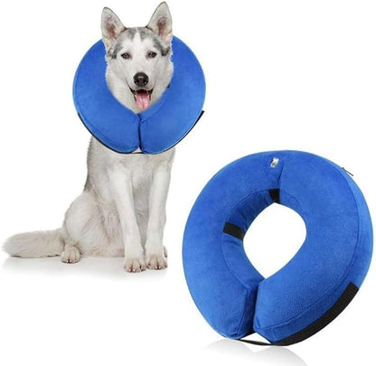 Inflatable Dog Cone Collar Soft Dog Recovery Collar Adjustable Pet Neck Protector After Surgery to Prevent Biting Licking