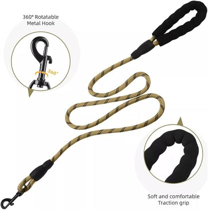 Dog Harness No Pull Adjustable Reflective,for Medium and Large Small Dog with Leash 59.06in (Khaki, M)