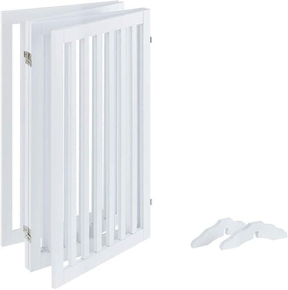 unipaws 36”H Free Standing Pet Gate for Dog Cat, Tall Wooden Dog Gates for Doorway, Stairs, Foldable Pet Fence for The House, Expandable Barrier, Indoor Use, White